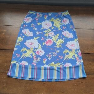 90s y2k Gap Floral Stripe Mixed Media Slip Skirt sz XS/S Blue Pink